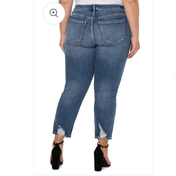 Liverpool Kennedy Crop straight leg NWT distressed soft denim jeans stitch fix - Picture 2 of 16